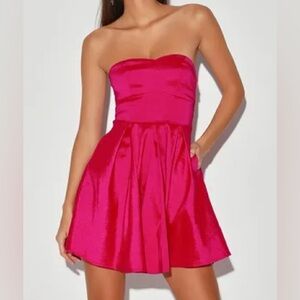 Lulus Hot Pink Mini Dress Corset Back, Size M